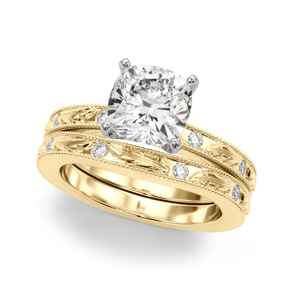 Sophisticated Sidestone Round Diamond Engagement Ring in 10K/14K gold and platinum with certified lab-grown or natural diamonds