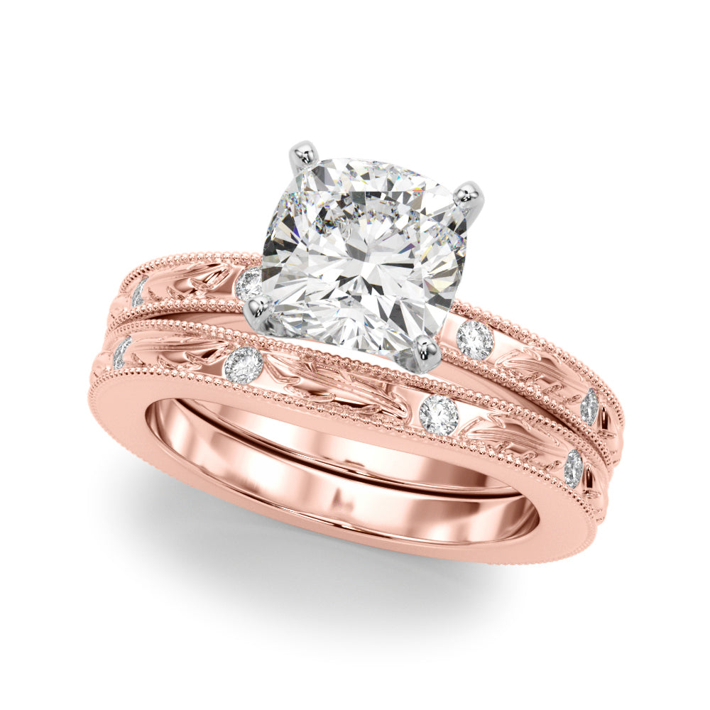 Sophisticated Sidestone Round Diamond Engagement Ring in 10K/14K gold and platinum with certified lab-grown or natural diamonds