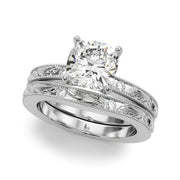 Sophisticated Sidestone Round Diamond Engagement Ring in 10K/14K gold and platinum with certified lab-grown or natural diamonds