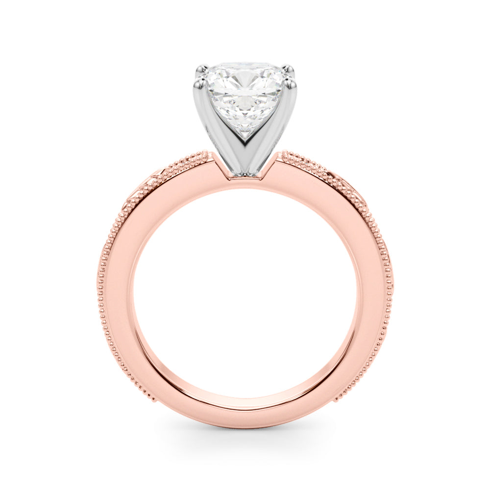 Sophisticated Sidestone Round Diamond Engagement Ring in 10K/14K gold and platinum with certified lab-grown or natural diamonds