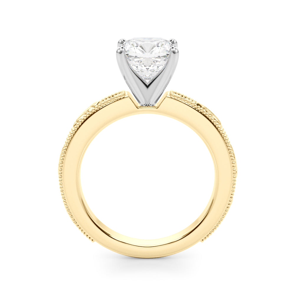 Sophisticated Sidestone Round Diamond Engagement Ring in 10K/14K gold and platinum with certified lab-grown or natural diamonds