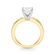 Sophisticated Sidestone Round Diamond Engagement Ring in 10K/14K gold and platinum with certified lab-grown or natural diamonds