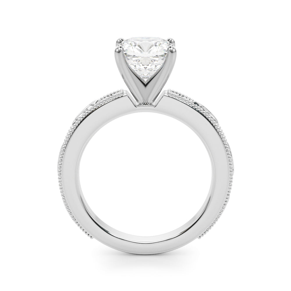 Sophisticated Sidestone Round Diamond Engagement Ring in 10K/14K gold and platinum with certified lab-grown or natural diamonds
