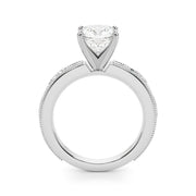 Sophisticated Sidestone Round Diamond Engagement Ring in 10K/14K gold and platinum with certified lab-grown or natural diamonds