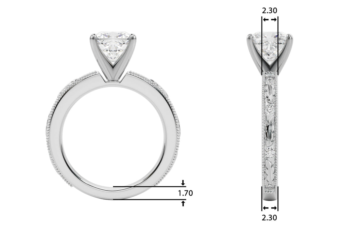 Sophisticated Sidestone Round Diamond Engagement Ring in 10K/14K gold and platinum with certified lab-grown or natural diamonds