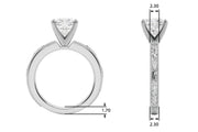 Sophisticated Sidestone Round Diamond Engagement Ring in 10K/14K gold and platinum with certified lab-grown or natural diamonds