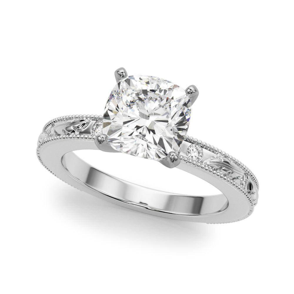 Sophisticated Sidestone Round Diamond Engagement Ring in 10K/14K gold and platinum with certified lab-grown or natural diamonds