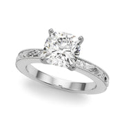 Sophisticated Sidestone Round Diamond Engagement Ring in 10K/14K gold and platinum with certified lab-grown or natural diamonds