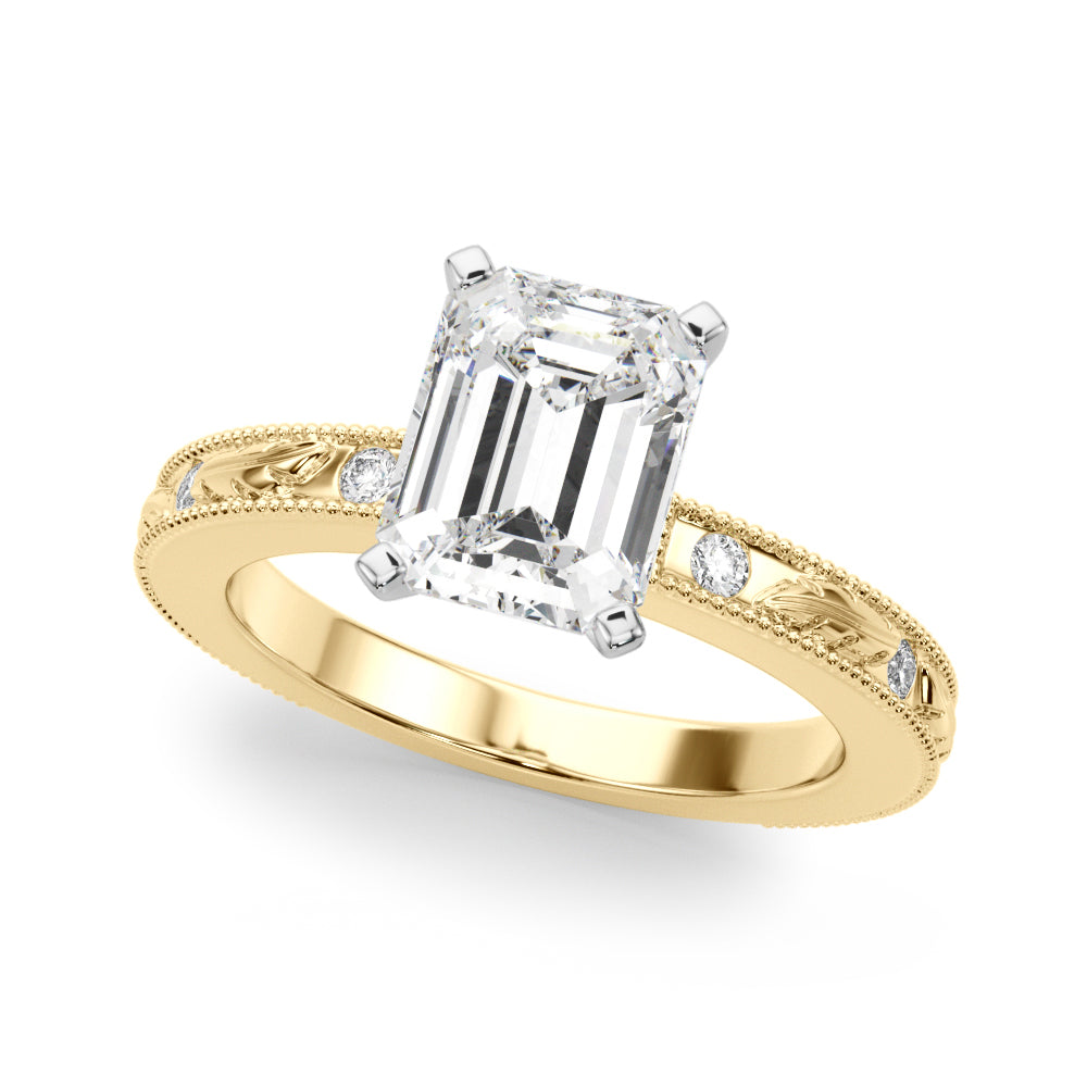 Sophisticated Sidestone Round Diamond Engagement Ring in 10K/14K gold and platinum with certified lab-grown or natural diamonds