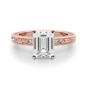 Sophisticated Sidestone Round Diamond Engagement Ring in 10K/14K gold and platinum with certified lab-grown or natural diamonds