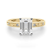 Sophisticated Sidestone Round Diamond Engagement Ring in 10K/14K gold and platinum with certified lab-grown or natural diamonds