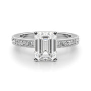 Sophisticated Sidestone Round Diamond Engagement Ring in 10K/14K gold and platinum with certified lab-grown or natural diamonds