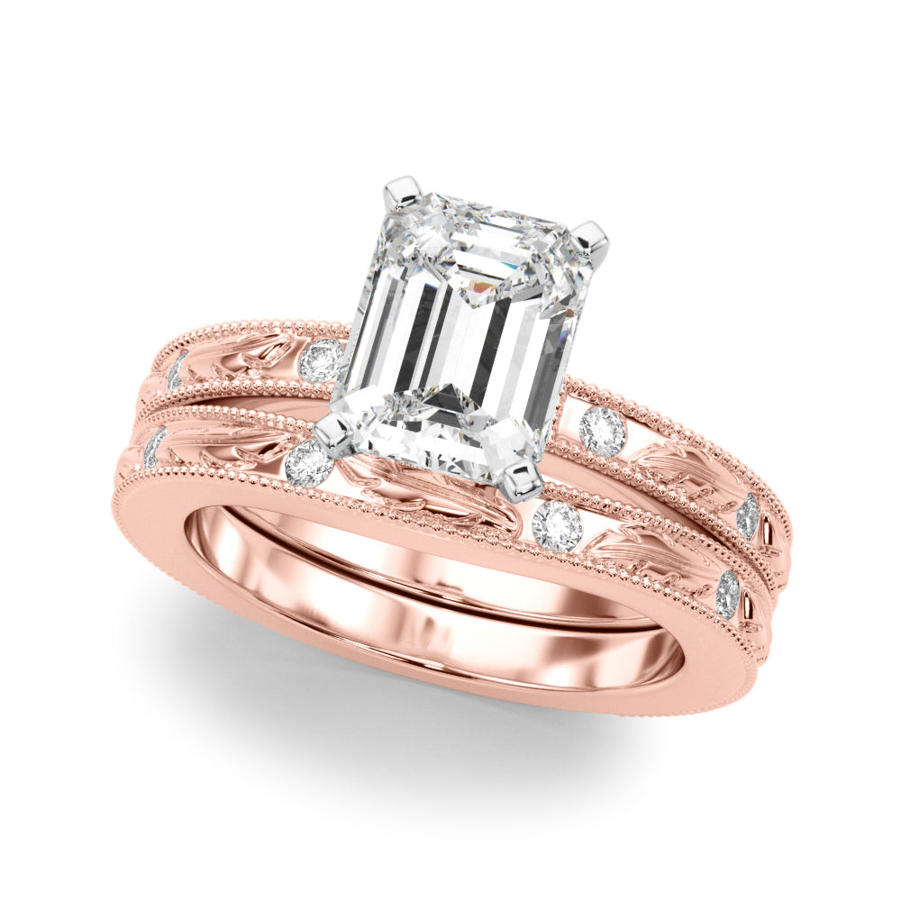 Sophisticated Sidestone Round Diamond Engagement Ring in 10K/14K gold and platinum with certified lab-grown or natural diamonds