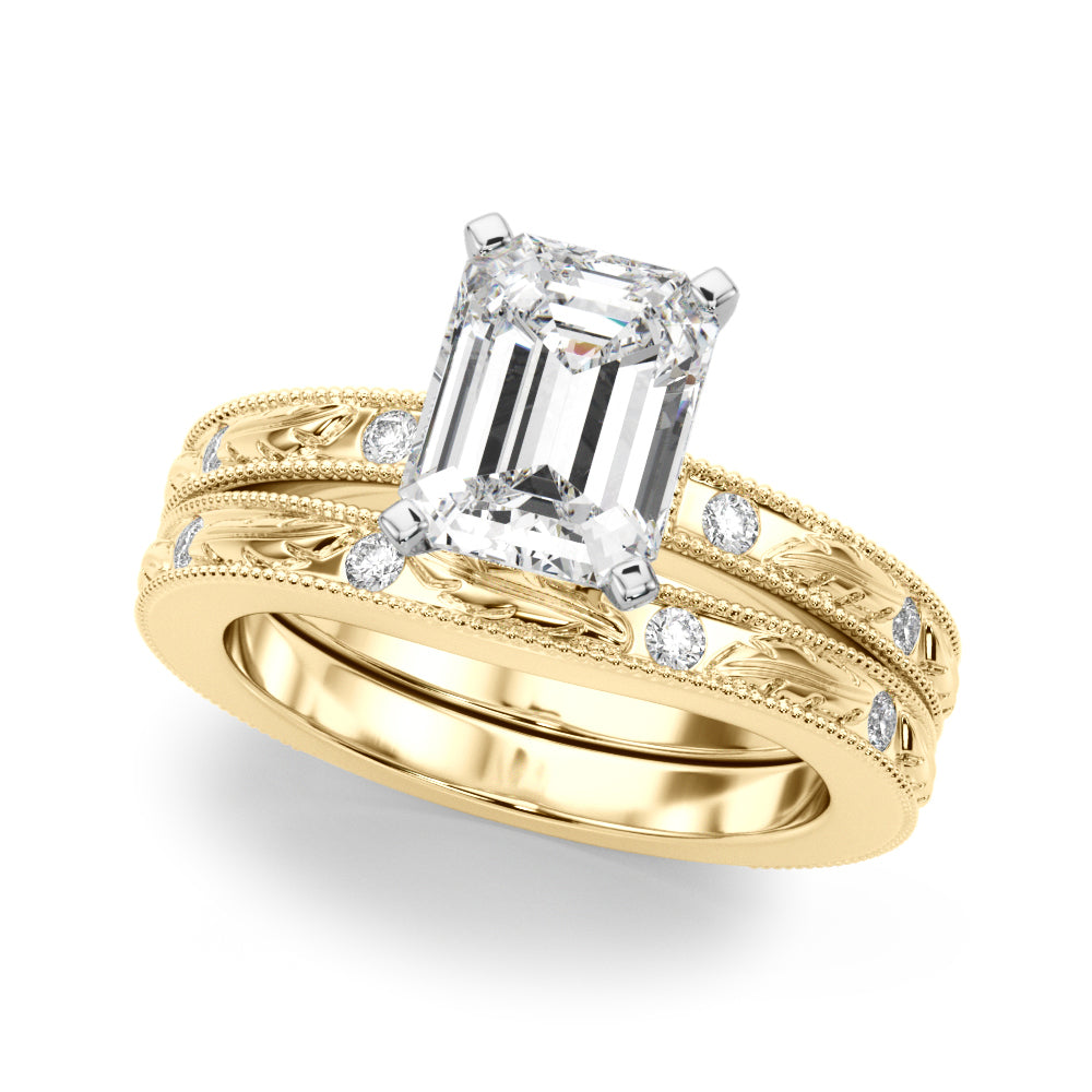 Sophisticated Sidestone Round Diamond Engagement Ring in 10K/14K gold and platinum with certified lab-grown or natural diamonds
