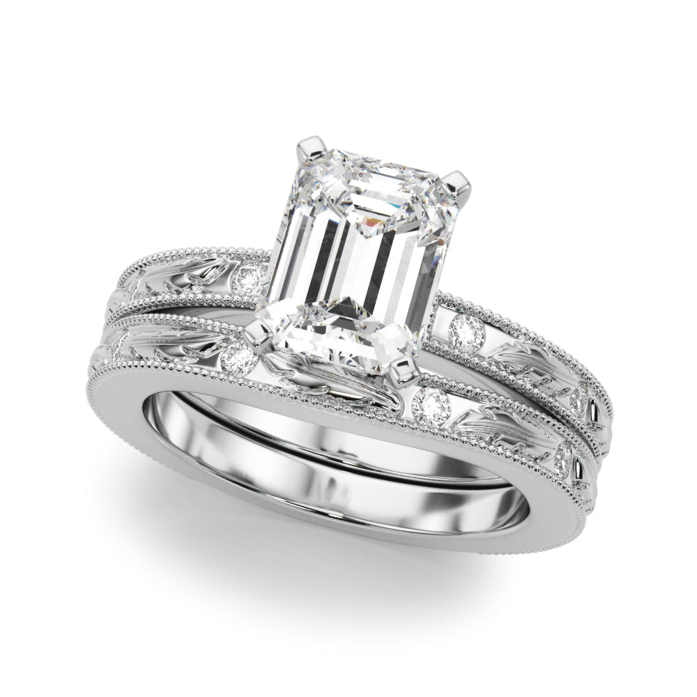 Sophisticated Sidestone Round Diamond Engagement Ring in 10K/14K gold and platinum with certified lab-grown or natural diamonds