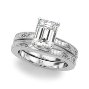 Sophisticated Sidestone Round Diamond Engagement Ring in 10K/14K gold and platinum with certified lab-grown or natural diamonds