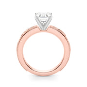 Sophisticated Sidestone Round Diamond Engagement Ring in 10K/14K gold and platinum with certified lab-grown or natural diamonds