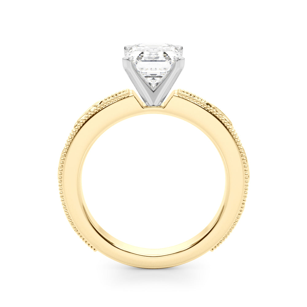 Sophisticated Sidestone Round Diamond Engagement Ring in 10K/14K gold and platinum with certified lab-grown or natural diamonds
