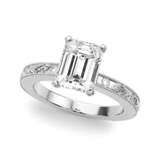 Sophisticated Sidestone Round Diamond Engagement Ring in 10K/14K gold and platinum with certified lab-grown or natural diamonds