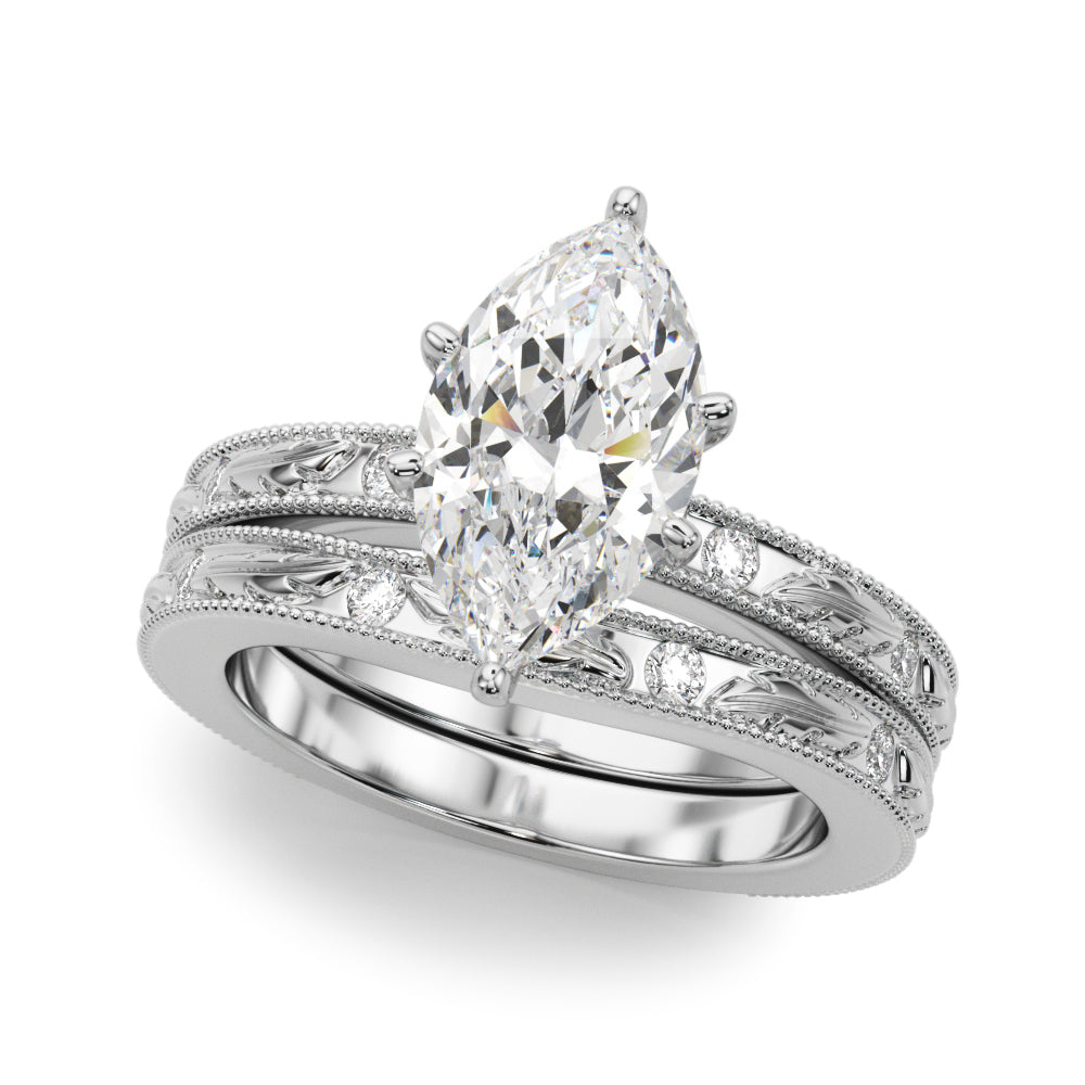 Sophisticated Sidestone Round Diamond Engagement Ring in 10K/14K gold and platinum with certified lab-grown or natural diamonds