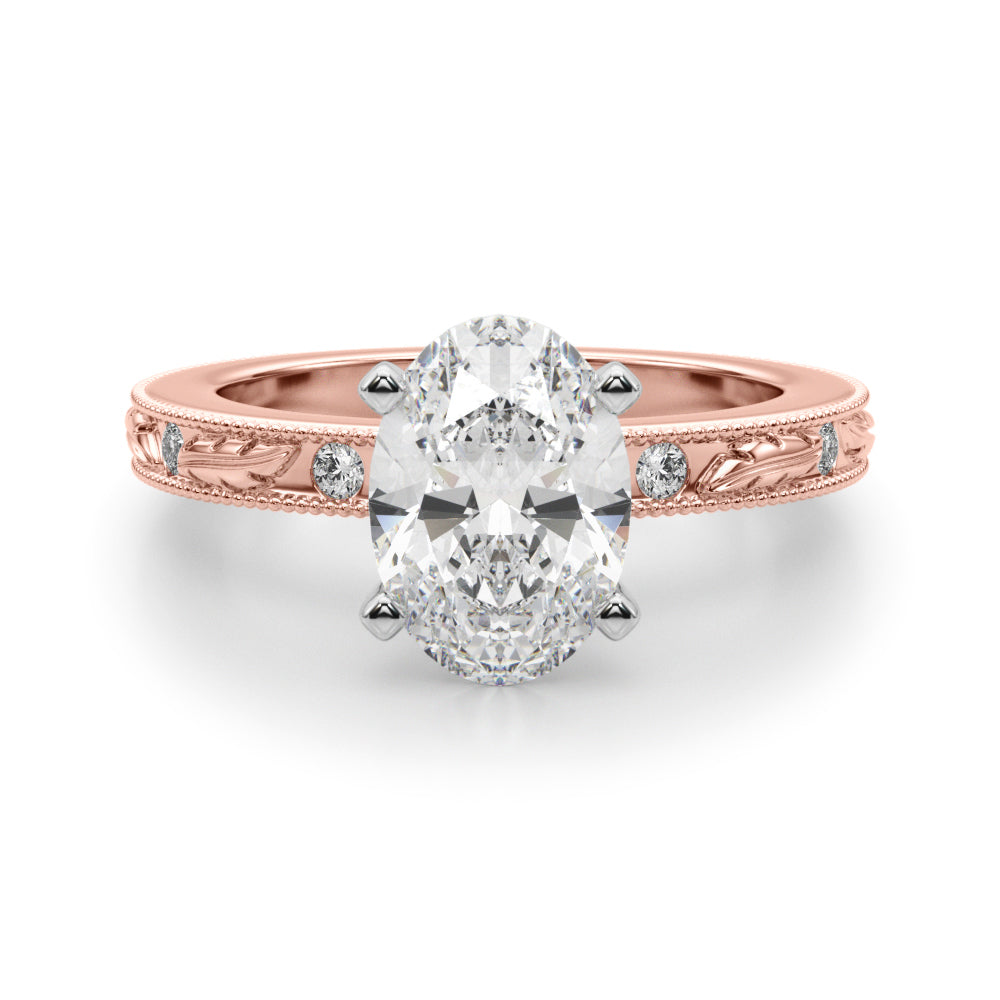 Sophisticated Sidestone Round Diamond Engagement Ring in 10K/14K gold and platinum with certified lab-grown or natural diamonds