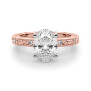 Sophisticated Sidestone Round Diamond Engagement Ring in 10K/14K gold and platinum with certified lab-grown or natural diamonds