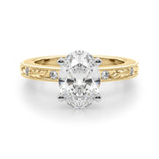 Sophisticated Sidestone Round Diamond Engagement Ring in 10K/14K gold and platinum with certified lab-grown or natural diamonds