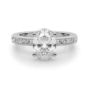 Sophisticated Sidestone Round Diamond Engagement Ring in 10K/14K gold and platinum with certified lab-grown or natural diamonds