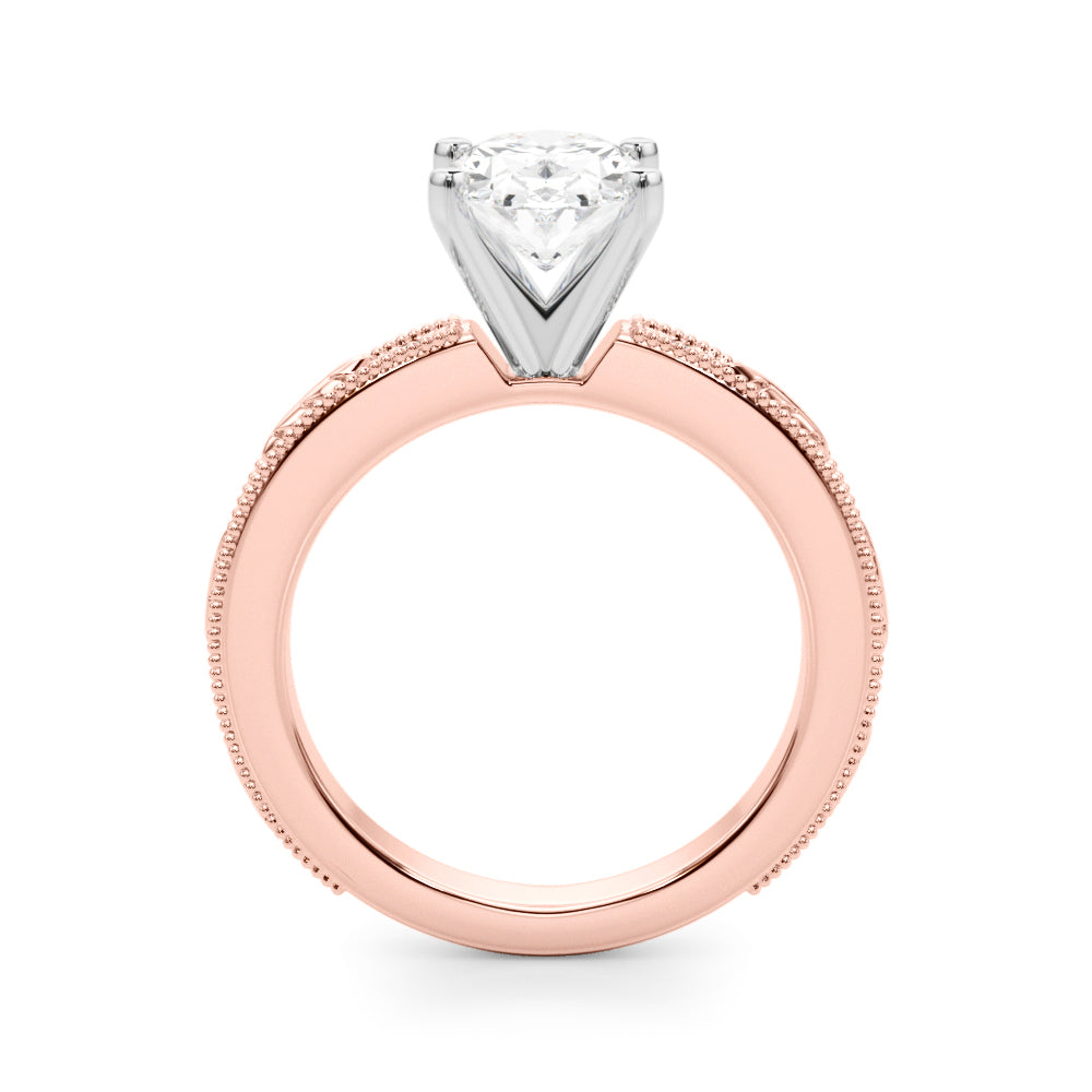 Sophisticated Sidestone Round Diamond Engagement Ring in 10K/14K gold and platinum with certified lab-grown or natural diamonds