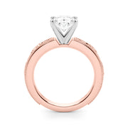 Sophisticated Sidestone Round Diamond Engagement Ring in 10K/14K gold and platinum with certified lab-grown or natural diamonds