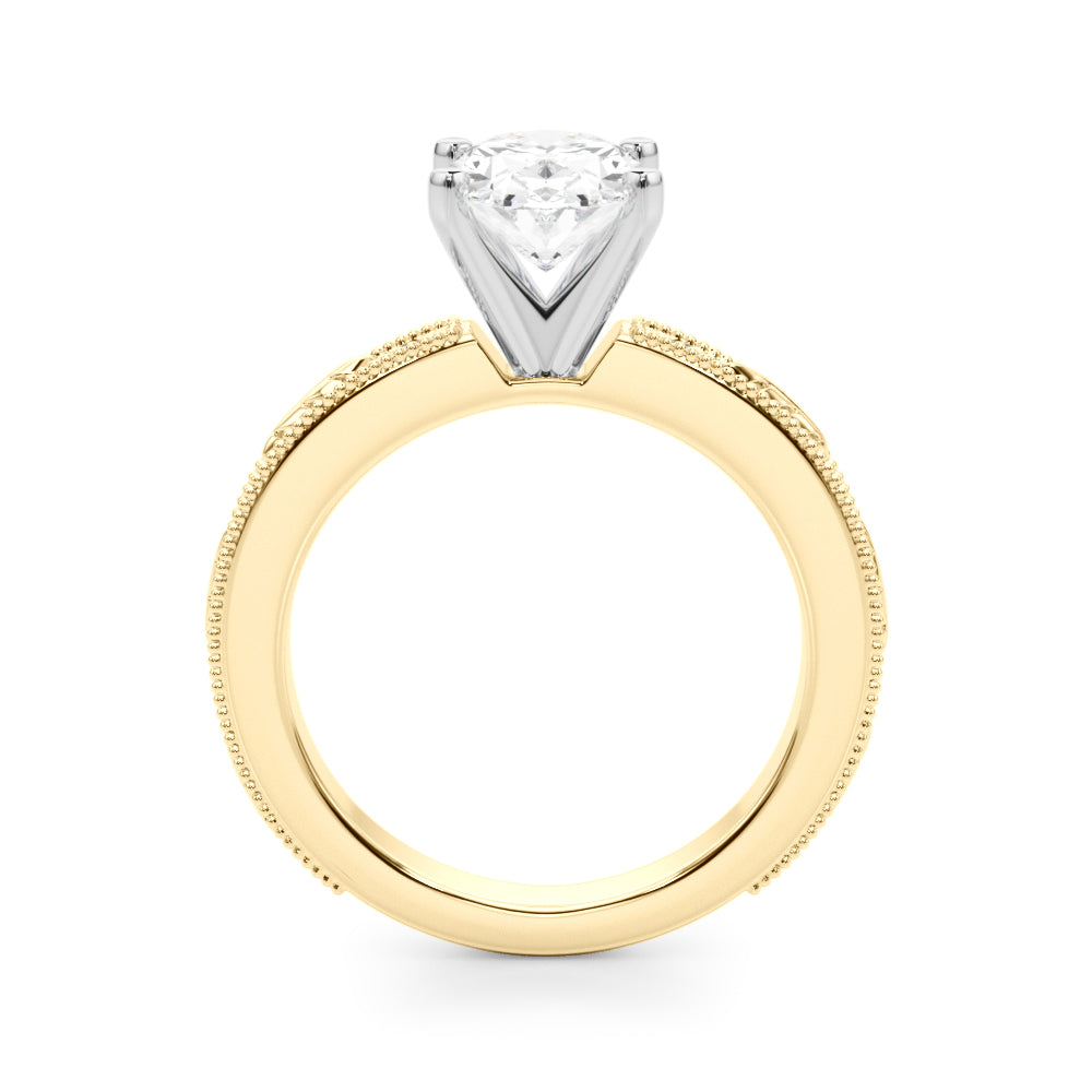 Sophisticated Sidestone Round Diamond Engagement Ring in 10K/14K gold and platinum with certified lab-grown or natural diamonds