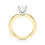 Sophisticated Sidestone Round Diamond Engagement Ring in 10K/14K gold and platinum with certified lab-grown or natural diamonds