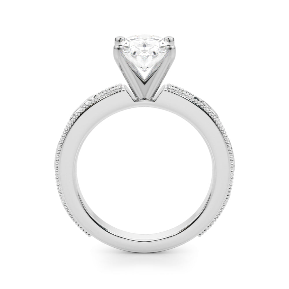 Sophisticated Sidestone Round Diamond Engagement Ring in 10K/14K gold and platinum with certified lab-grown or natural diamonds