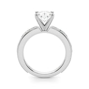 Sophisticated Sidestone Round Diamond Engagement Ring in 10K/14K gold and platinum with certified lab-grown or natural diamonds