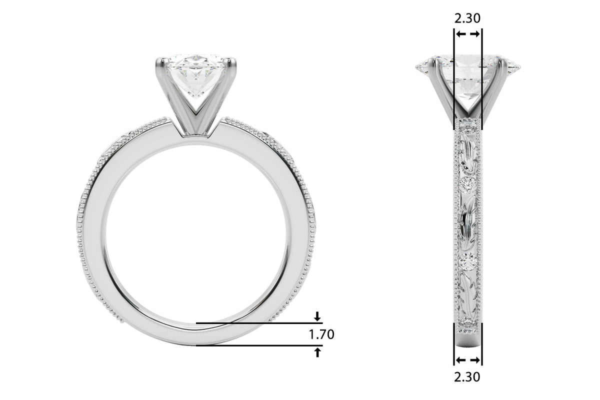 Sophisticated Sidestone Round Diamond Engagement Ring in 10K/14K gold and platinum with certified lab-grown or natural diamonds