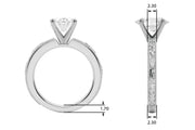 Sophisticated Sidestone Round Diamond Engagement Ring in 10K/14K gold and platinum with certified lab-grown or natural diamonds