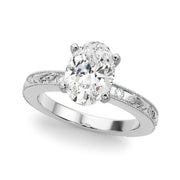 Sophisticated Sidestone Round Diamond Engagement Ring in 10K/14K gold and platinum with certified lab-grown or natural diamonds