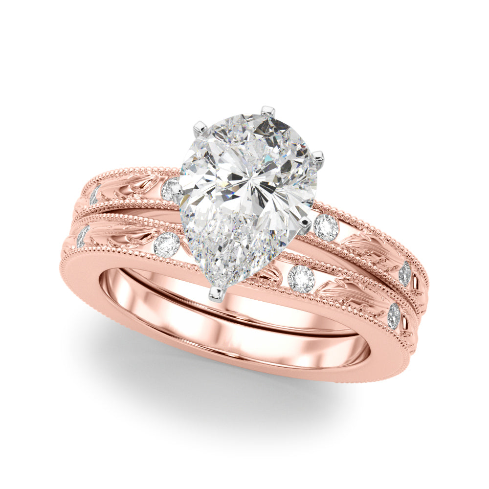 Sophisticated Sidestone Round Diamond Engagement Ring in 10K/14K gold and platinum with certified lab-grown or natural diamonds