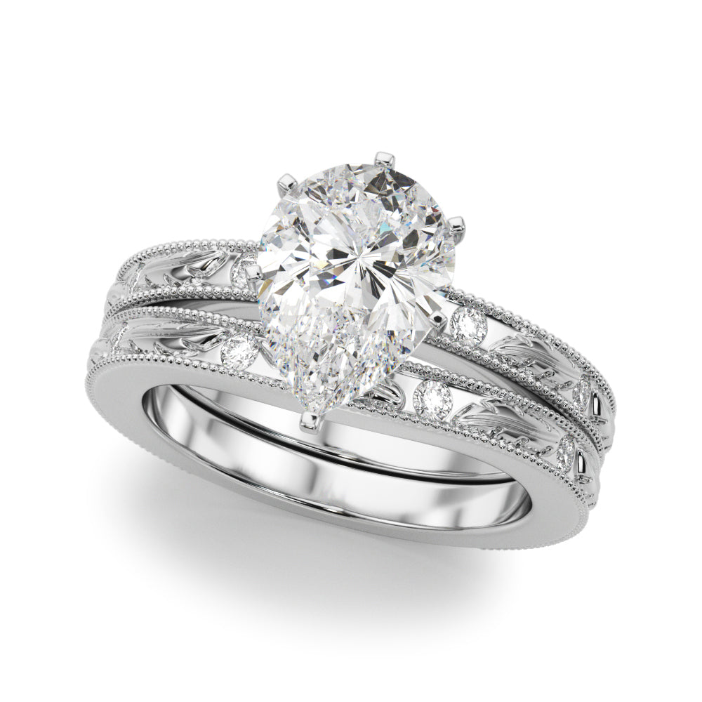 Sophisticated Sidestone Round Diamond Engagement Ring in 10K/14K gold and platinum with certified lab-grown or natural diamonds