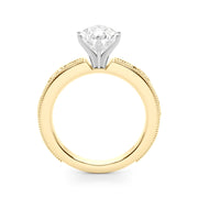 Sophisticated Sidestone Round Diamond Engagement Ring in 10K/14K gold and platinum with certified lab-grown or natural diamonds