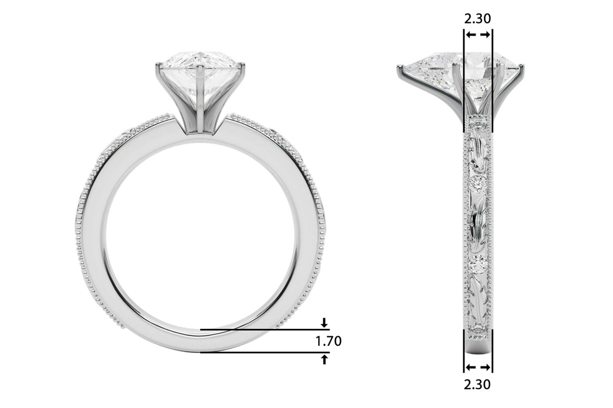 Sophisticated Sidestone Round Diamond Engagement Ring in 10K/14K gold and platinum with certified lab-grown or natural diamonds