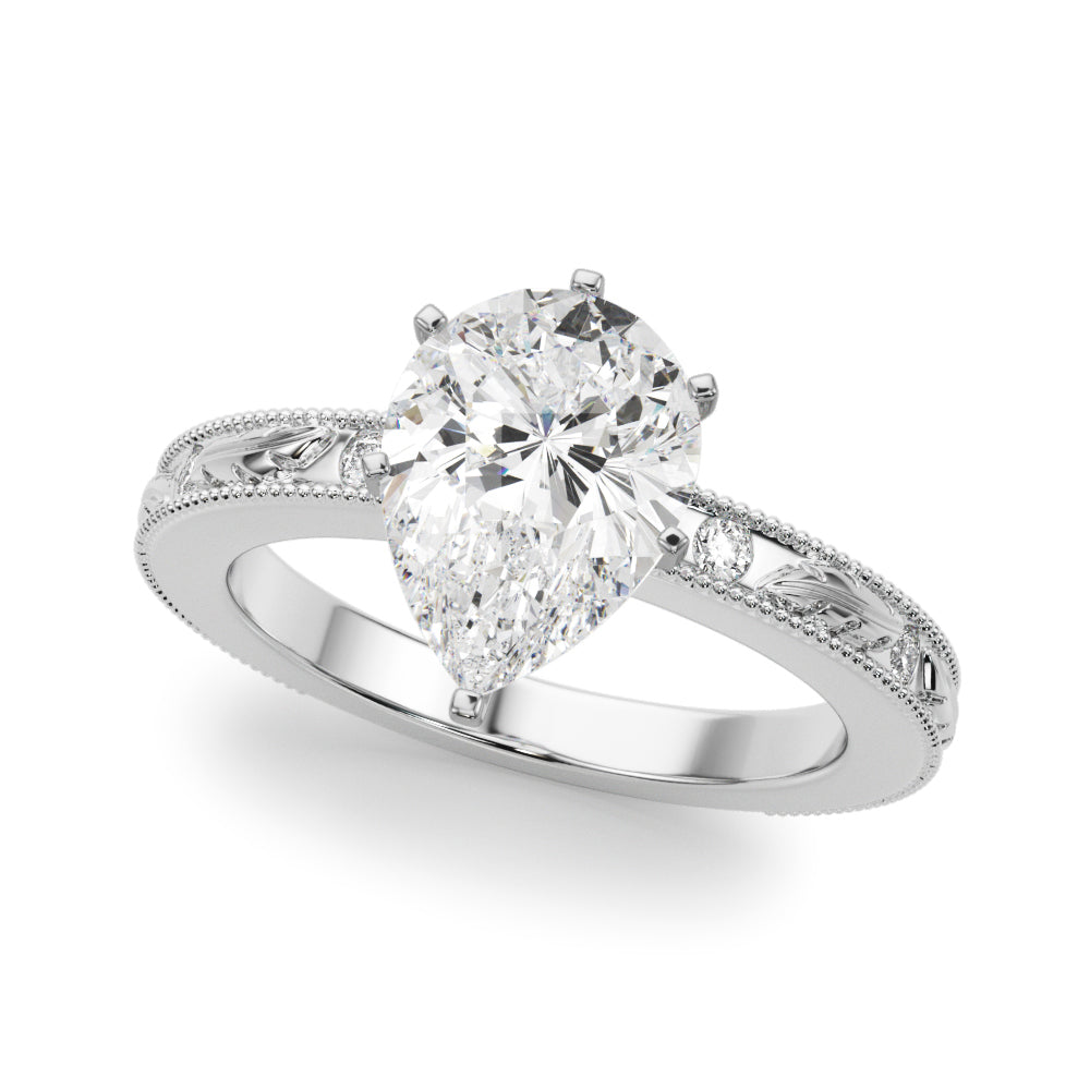 Sophisticated Sidestone Round Diamond Engagement Ring in 10K/14K gold and platinum with certified lab-grown or natural diamonds