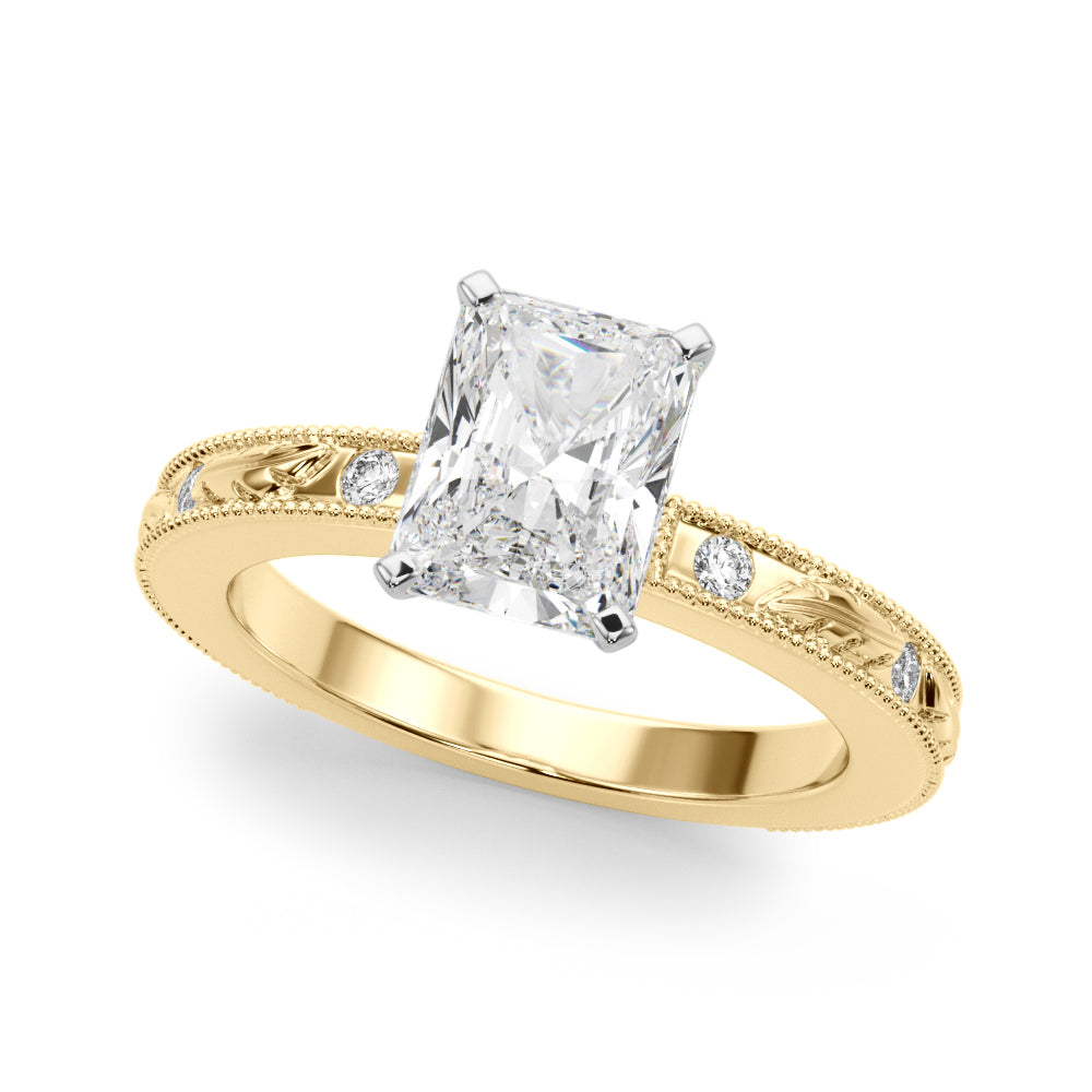 Sophisticated Sidestone Round Diamond Engagement Ring in 10K/14K gold and platinum with certified lab-grown or natural diamonds