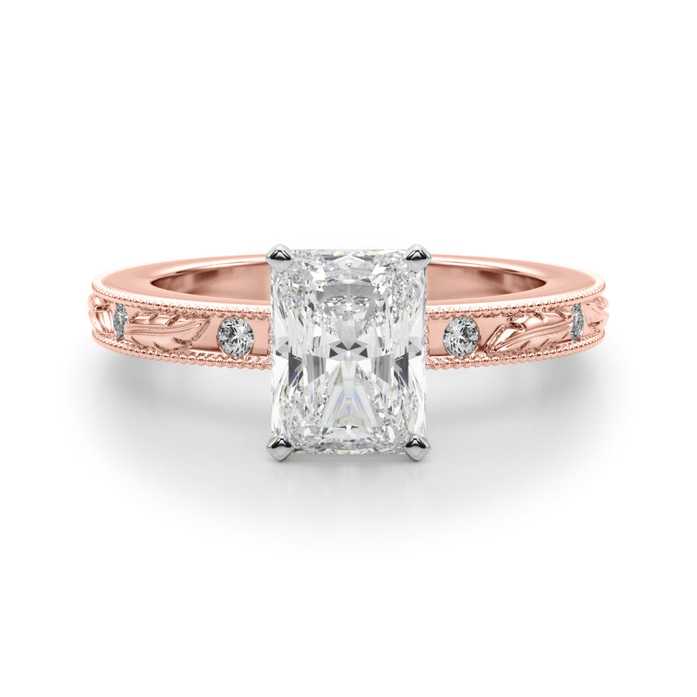 Sophisticated Sidestone Round Diamond Engagement Ring in 10K/14K gold and platinum with certified lab-grown or natural diamonds
