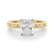 Sophisticated Sidestone Round Diamond Engagement Ring in 10K/14K gold and platinum with certified lab-grown or natural diamonds