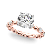 Eternal Sidestone Round Diamond Engagement Ring in 10K/14K gold and platinum with certified lab-grown or natural diamonds