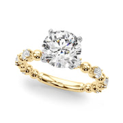Eternal Sidestone Round Diamond Engagement Ring in 10K/14K gold and platinum with certified lab-grown or natural diamonds