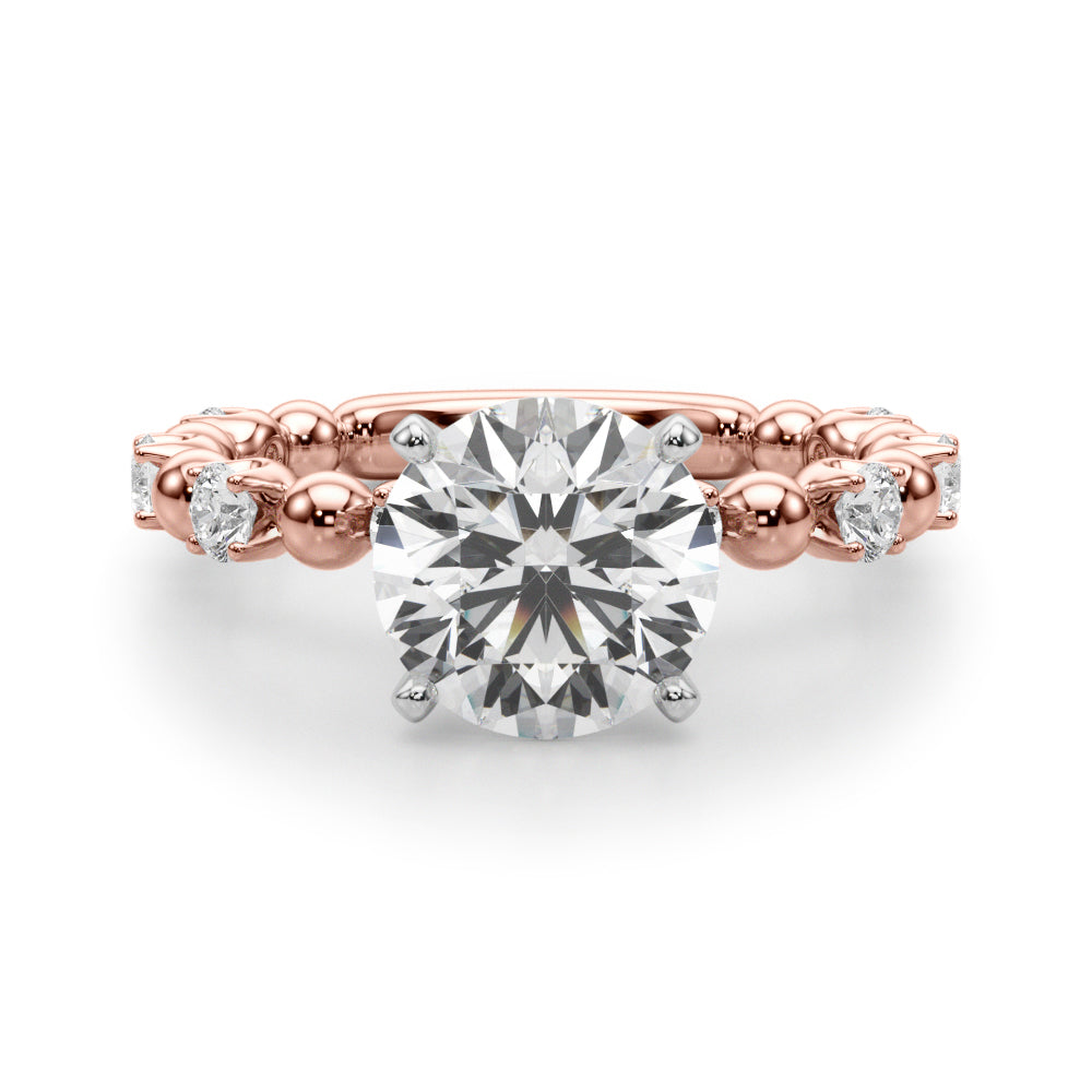 Eternal Sidestone Round Diamond Engagement Ring in 10K/14K gold and platinum with certified lab-grown or natural diamonds