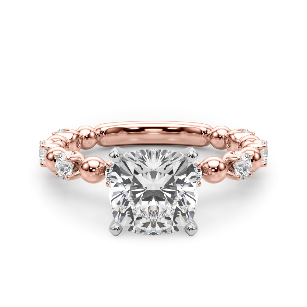 Eternal Sidestone Round Diamond Engagement Ring in 10K/14K gold and platinum with certified lab-grown or natural diamonds