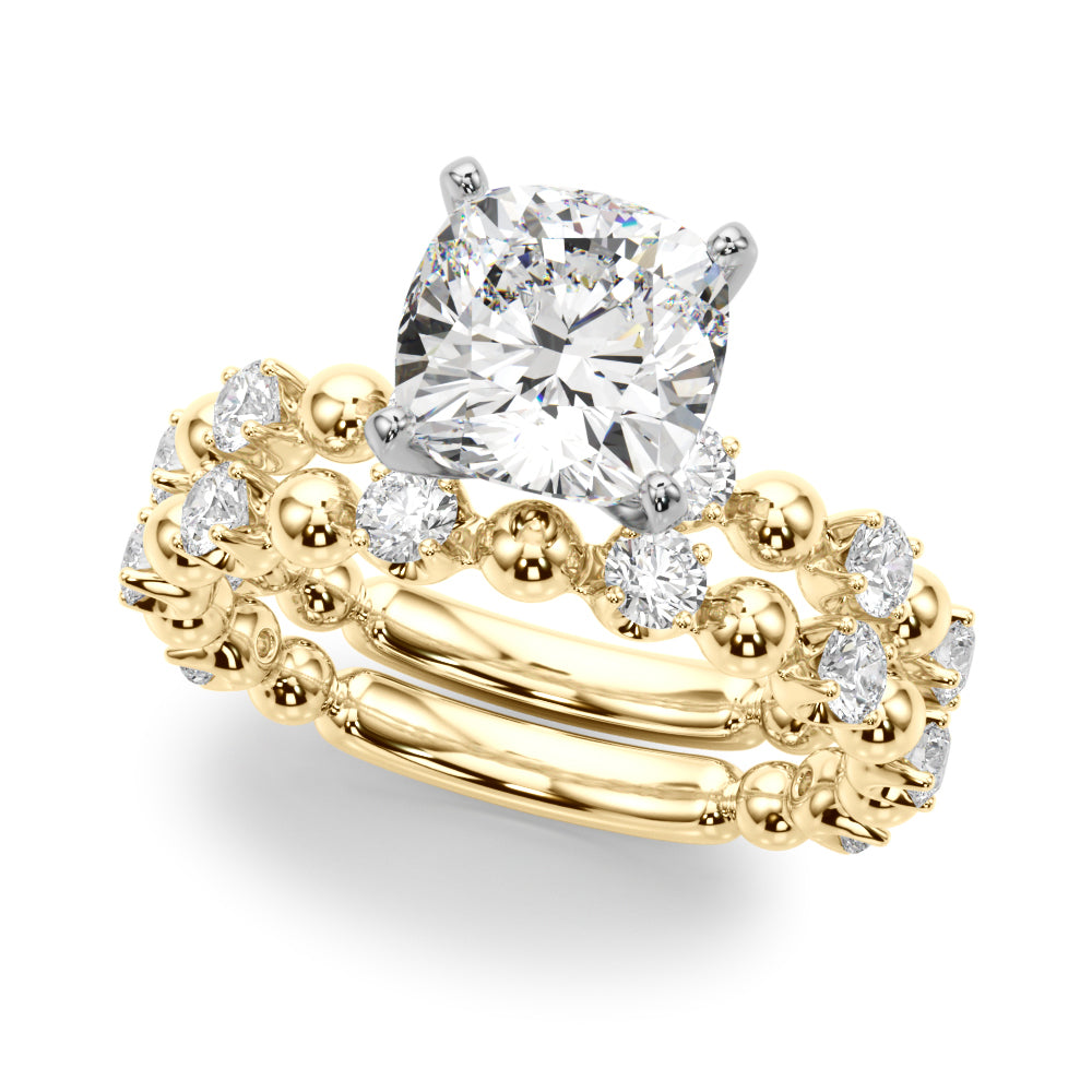 Eternal Sidestone Round Diamond Engagement Ring in 10K/14K gold and platinum with certified lab-grown or natural diamonds